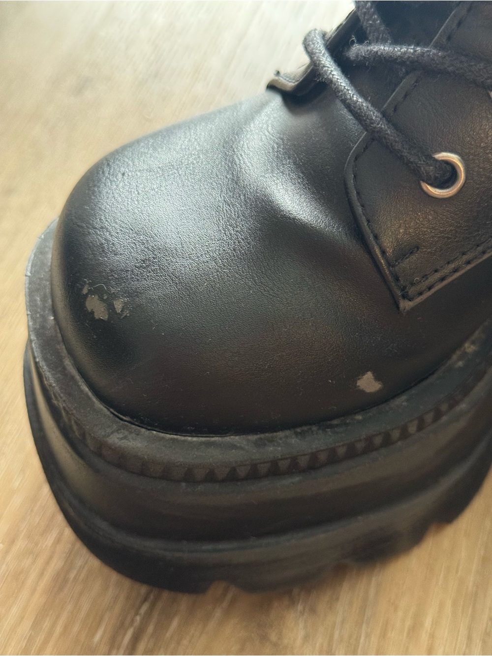 Demonia Shaker Black Leather Zip Up Platform Boots Women’s Size 5 - Picture 5 of 5